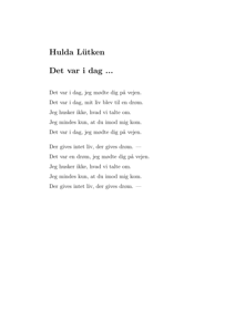Hulda Lütken - Det var i dag ...